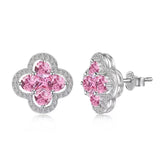 Four-leaf Clover S925 Sterling Silver Earrings set with Premium Zircon