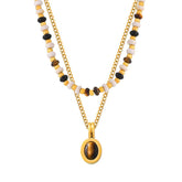 Maillard Style Beaded Necklace Tigereye Pendant