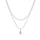 Double Chain Design Olive Teardrop Necklace
