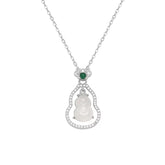 White Chalcedony Gourd S925 Sterling Silver Necklace