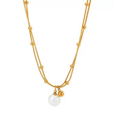 Double-layer Chain Design Pearl Necklace