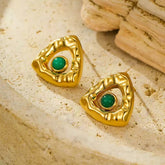 Triangular-shaped Design with Natural Stone Earring