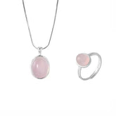Natural Pink Chalcedony S925 Sterling Silver SET