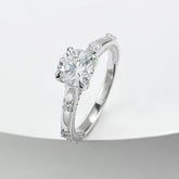 One Carat 5A Zircon Round S925 Sterling Silver Ring