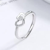 S925 Sterling Silver Double Heart Design Ring