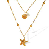 Starfish Shell Double Layer Necklace