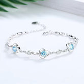Interlocking Blue Zircon S925 Sterling Silver Bracelet