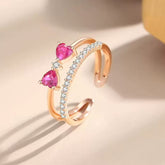 Double Layer Design Red Bow S925 Sterling Silver Ring
