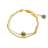 Double-layer Chain Design Eight-Pointed Star Pearl Bracelet