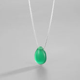 Water-Drop Design Agate Pendant S925 Necklace
