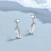 Fish Tail Design with love heart S925 Silver Earring