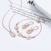 Rose Gold Four Leaf Clover Cat's Eye SET