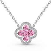 Four-leaf Clover S925 Sterling Silver Necklace set with Premium Zircon