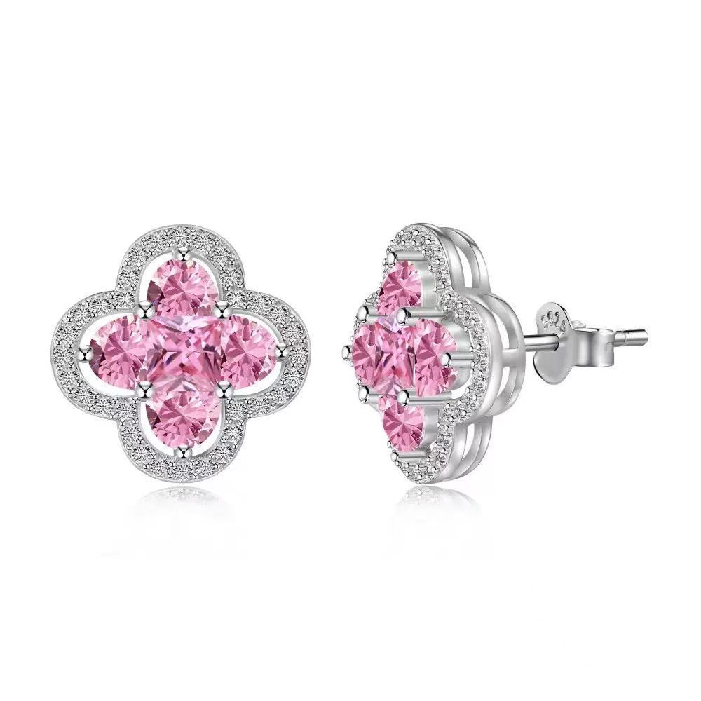 Four-leaf Clover S925 Sterling Silver Earrings set with Premium Zircon