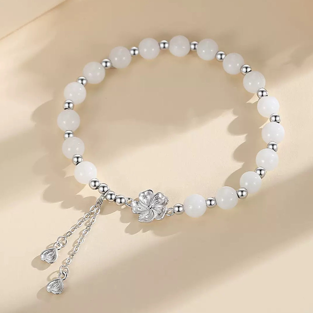 S925 Sterling silver bracelet with natural Hotan jade