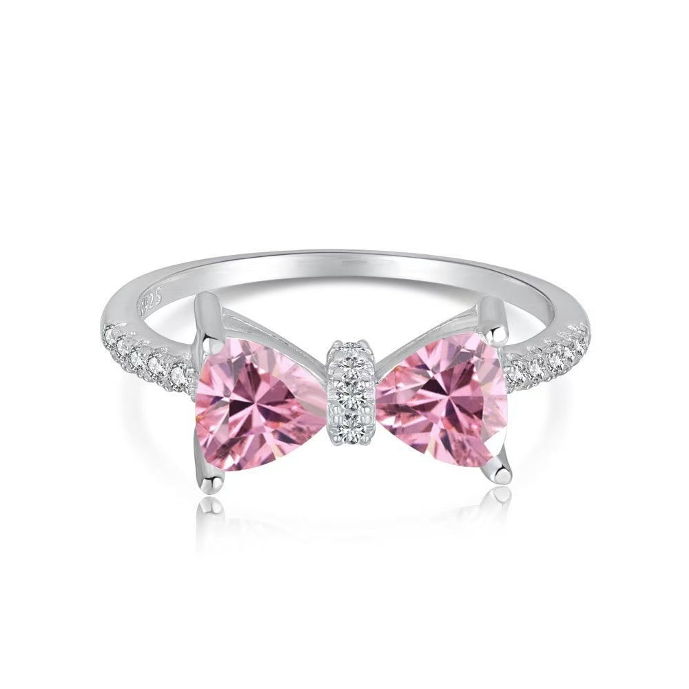 Pink Bow S925 Sterling Silver Ring