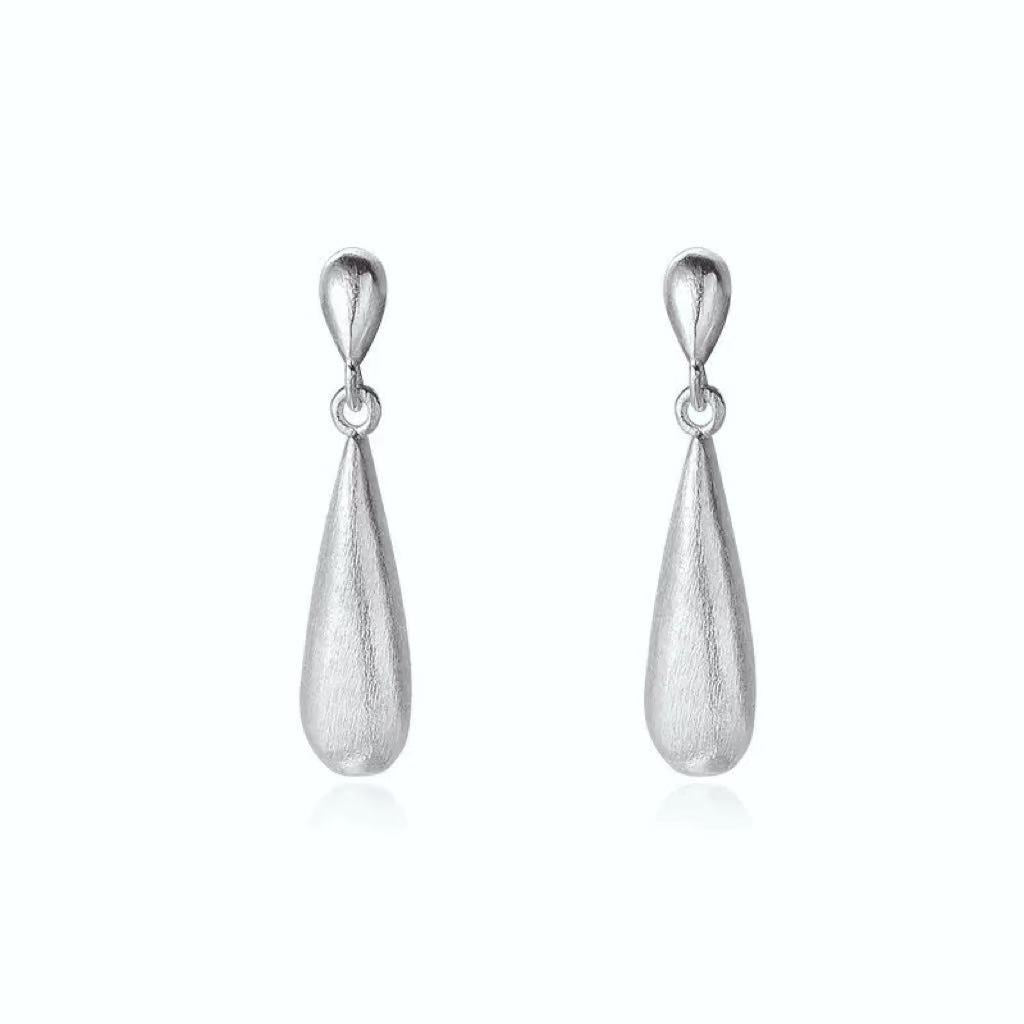 Brushed Design Teardrop Earring