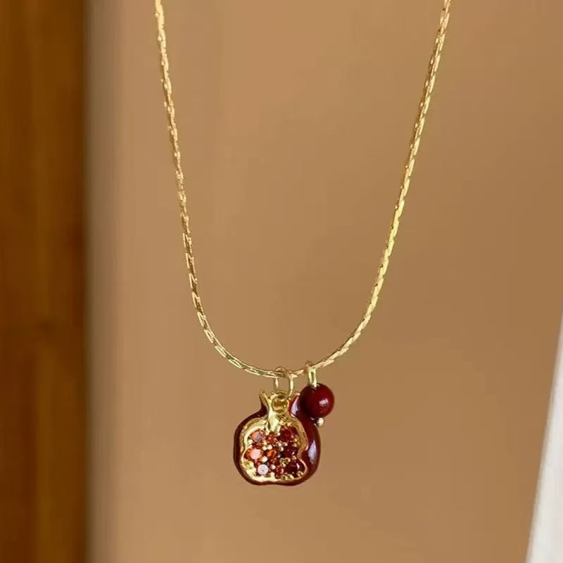 Red Pomegranate Design Necklace