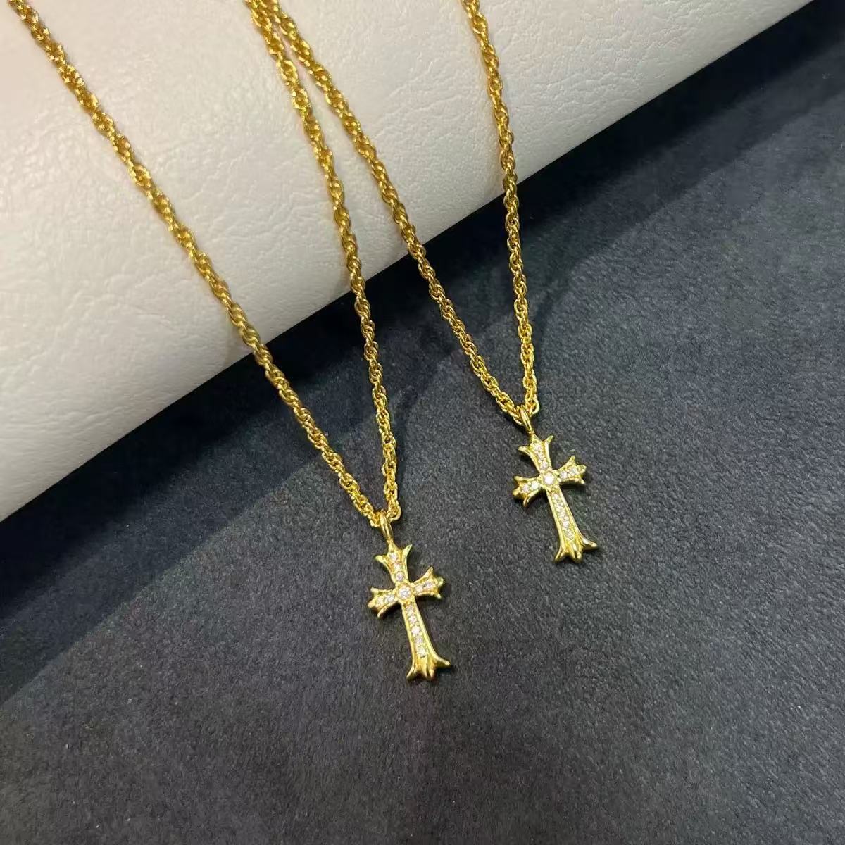Cross Necklace Plated with 18K Gold