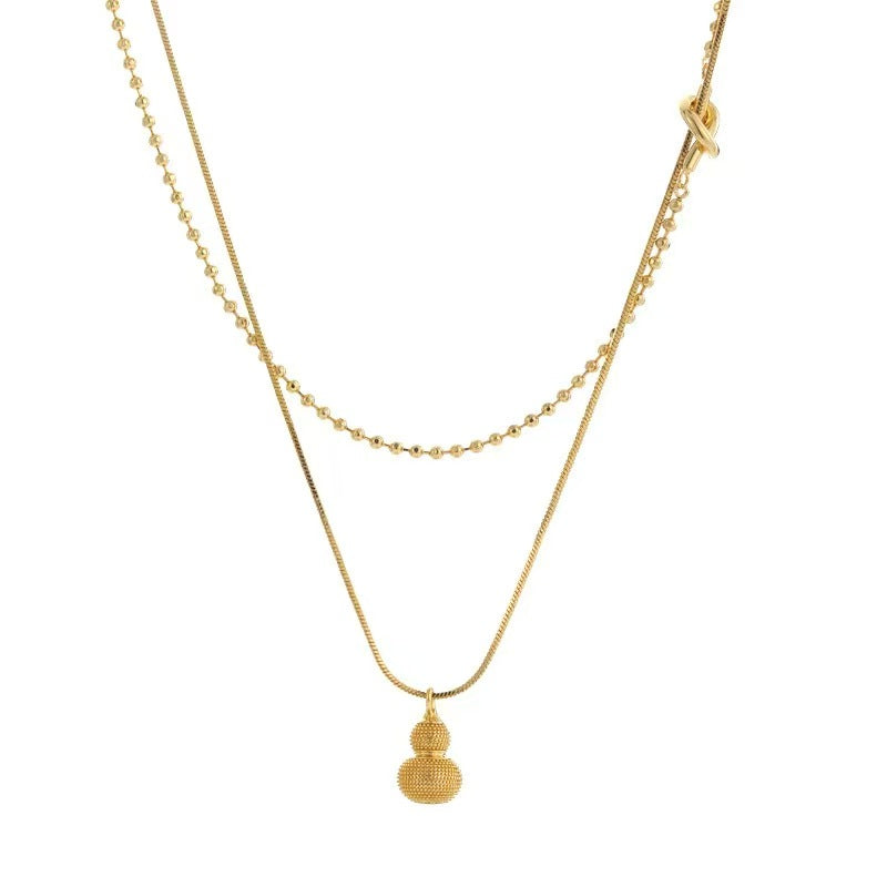 Gourd Pendant Design Double-layer Chain Stacking Necklace