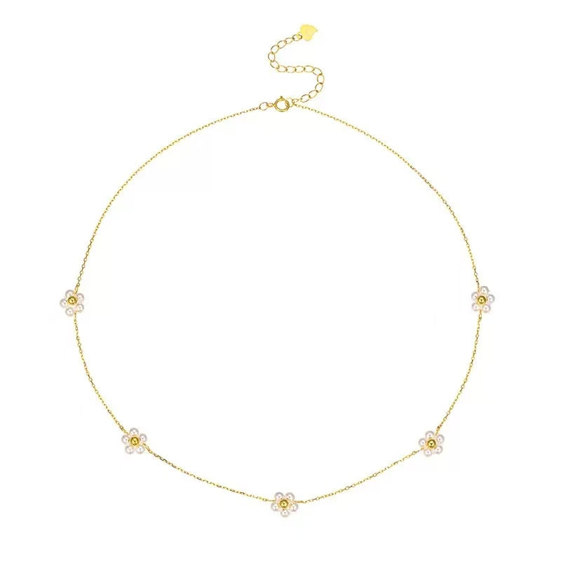 Flower Design S925 Pearl Necklace