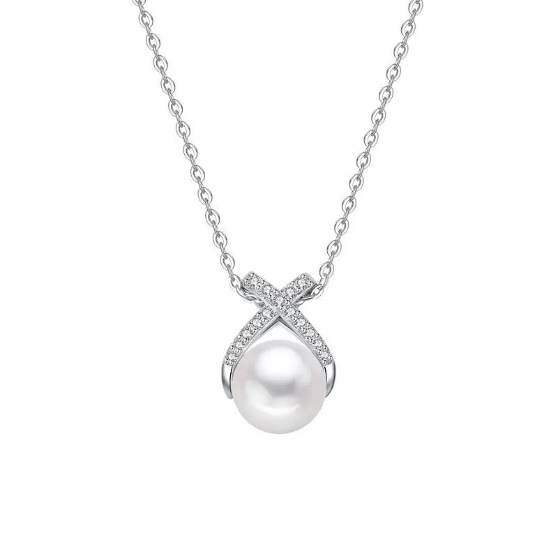 Natural freshwater pearl S925 sterling silver necklace set with 5A zircon
